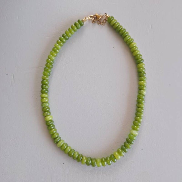 Natuursteen groene rondelle ketting