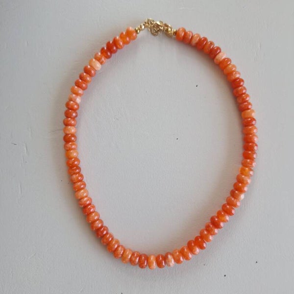 Natuursteen oranje rondelle ketting