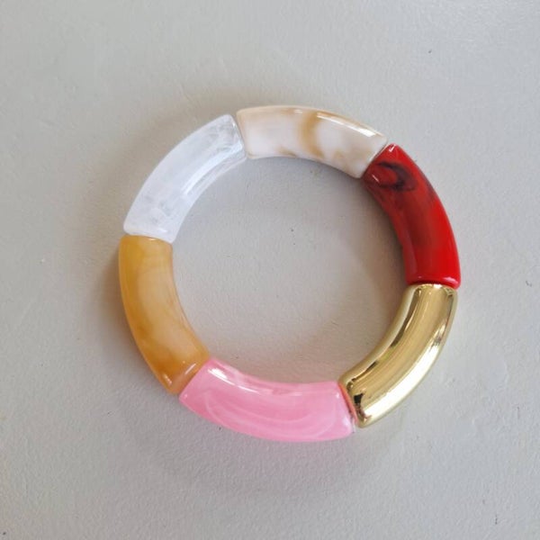 Rood roze tube armband