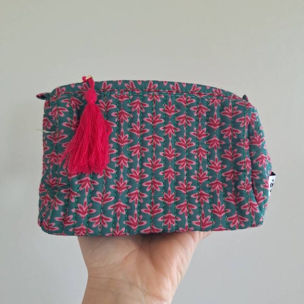 Groene retro make-up tas