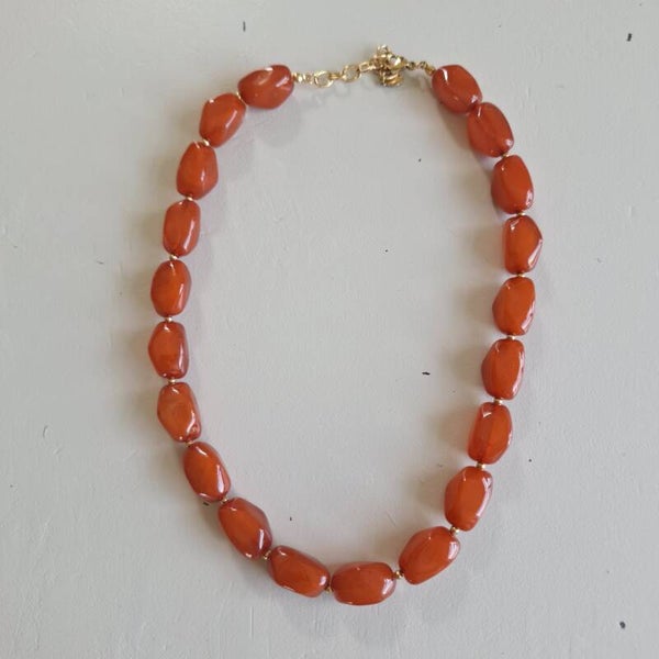 Oranje bruine nugget kralen ketting