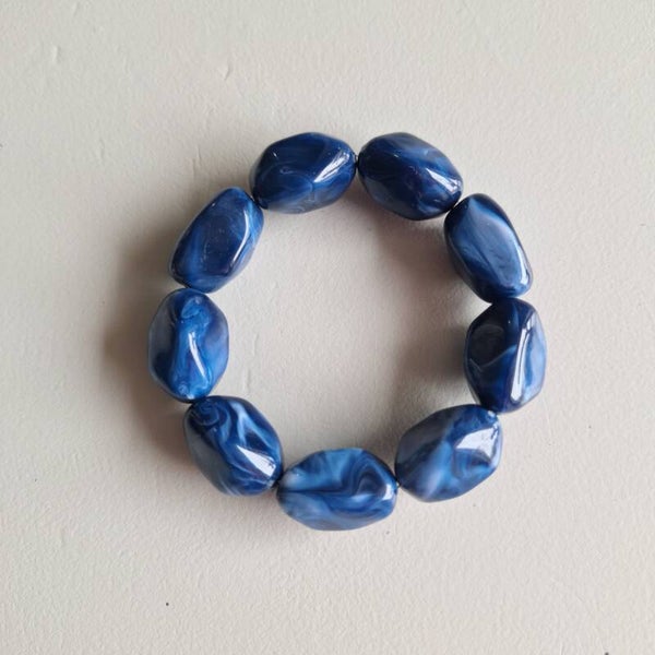 Blauwe nugget armband M