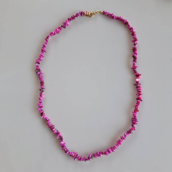 Fuchsia lange steentjes ketting