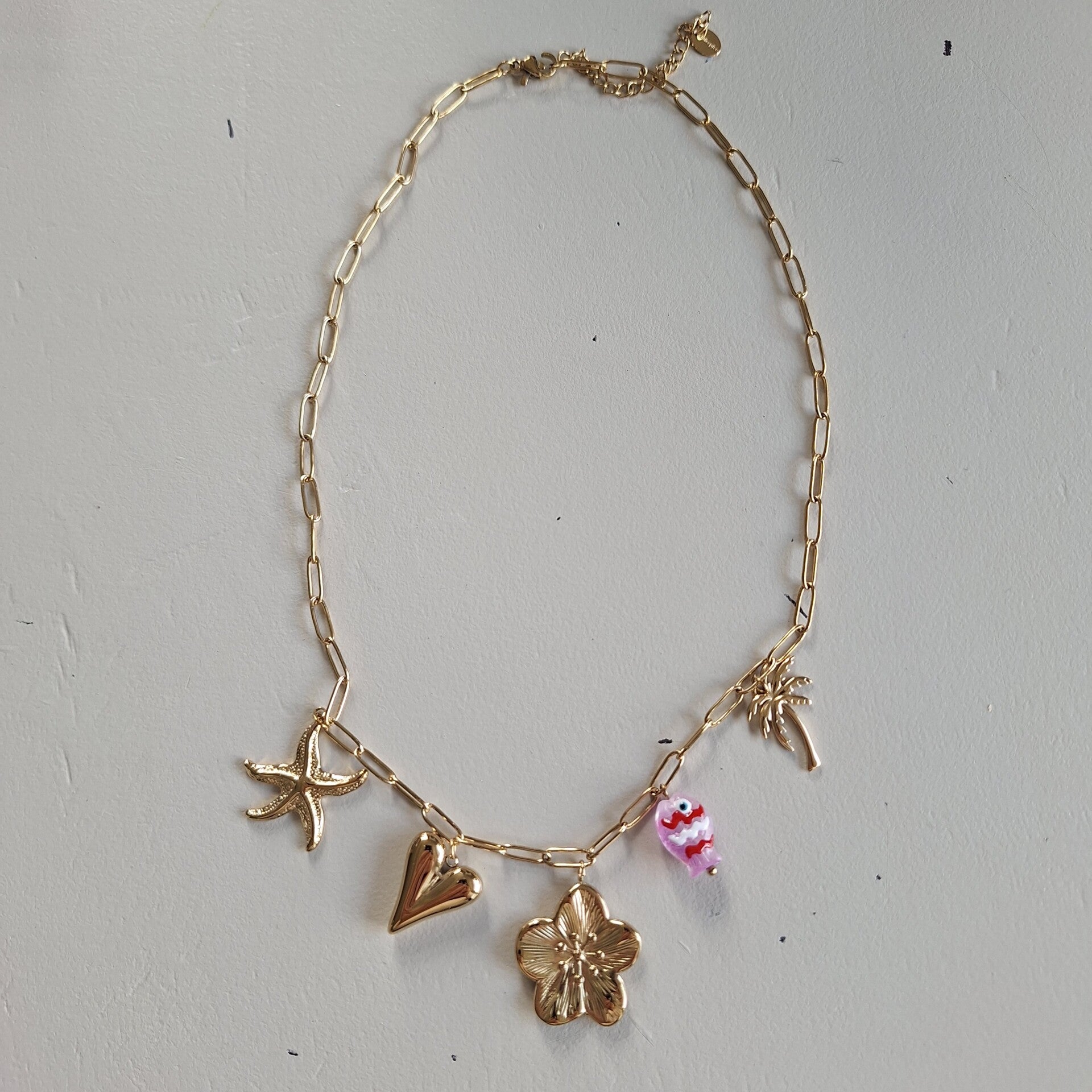 Stainless steel zomerse ketting met bedels