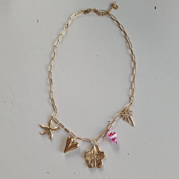 Stainless steel zomerse ketting met bedels
