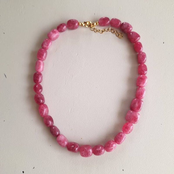 Summer natuursteen roze ketting
