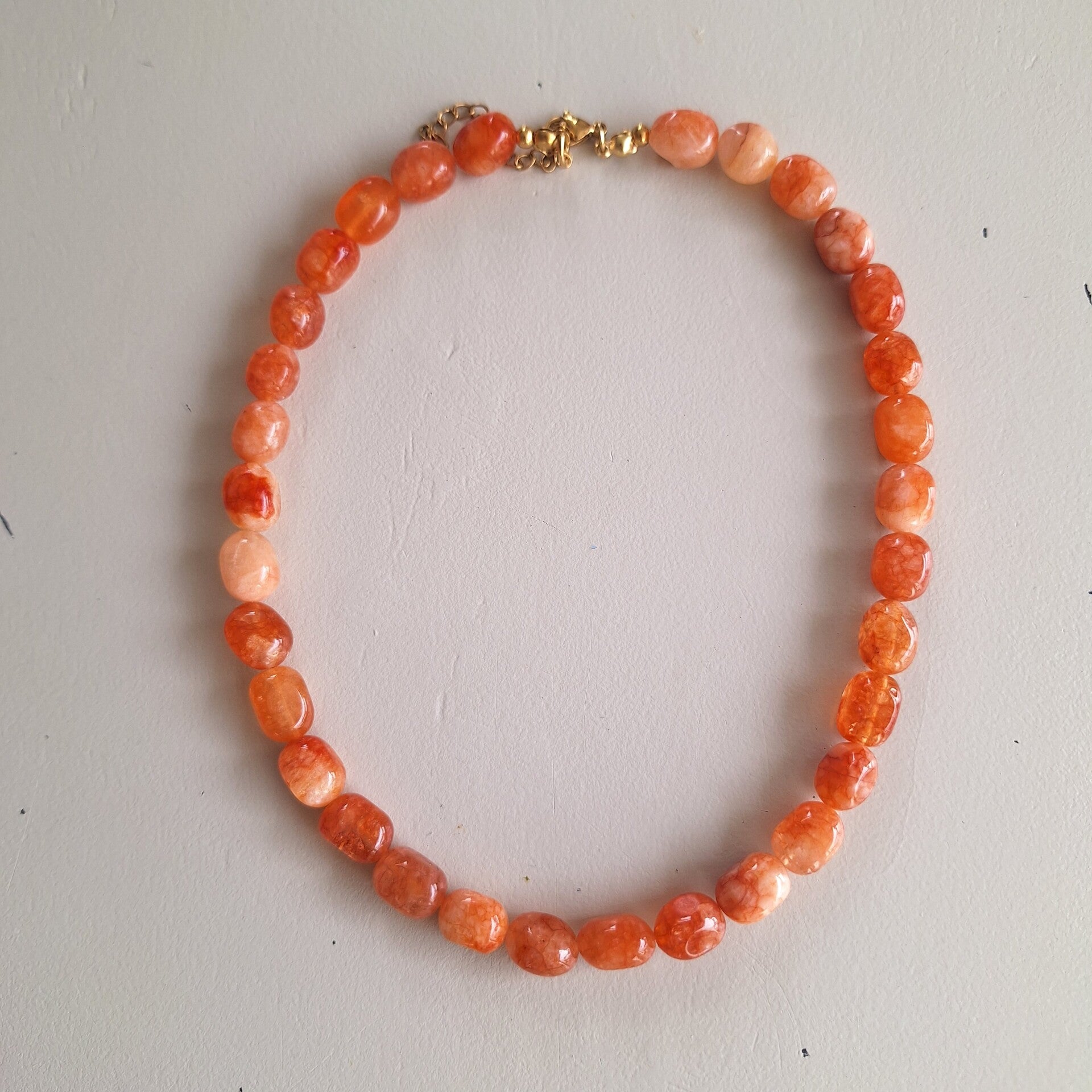 Summer natuursteen oranje ketting