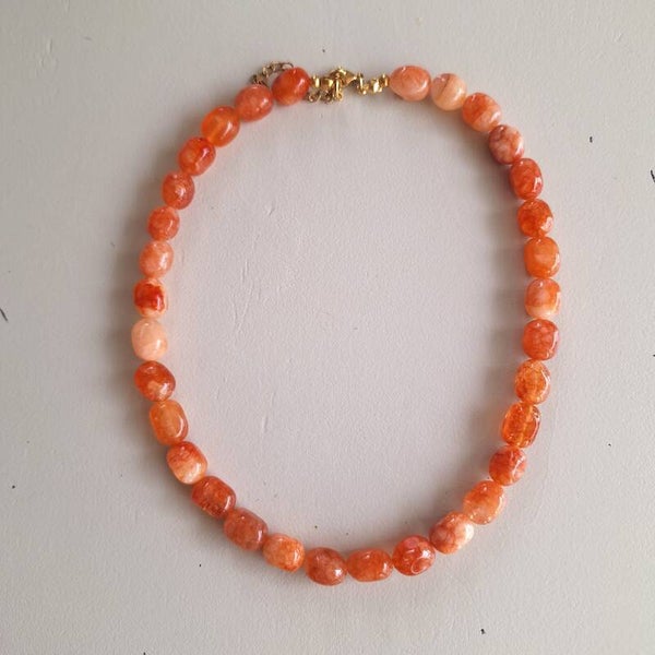 Summer natuursteen oranje ketting