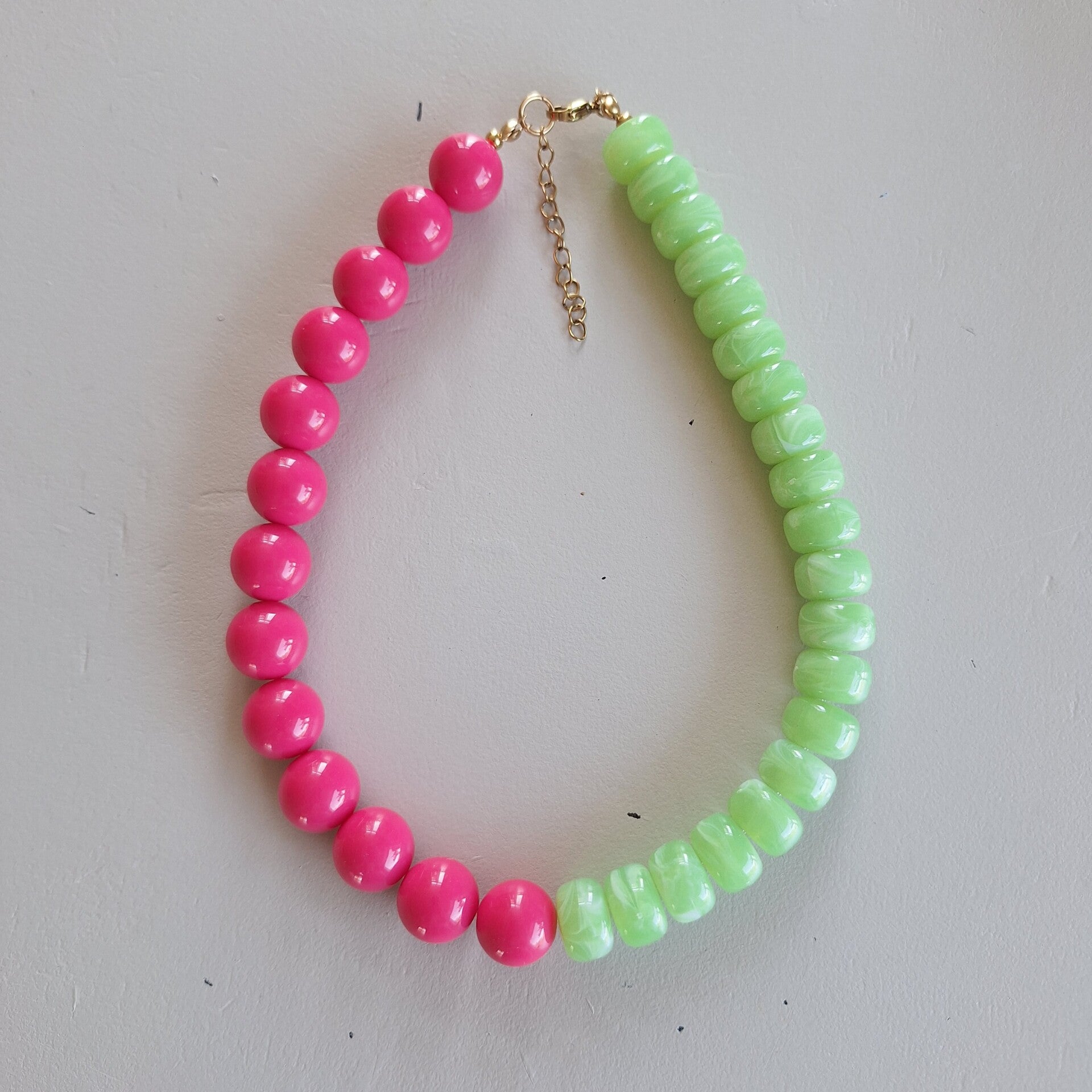 Chunky groen met roze ketting