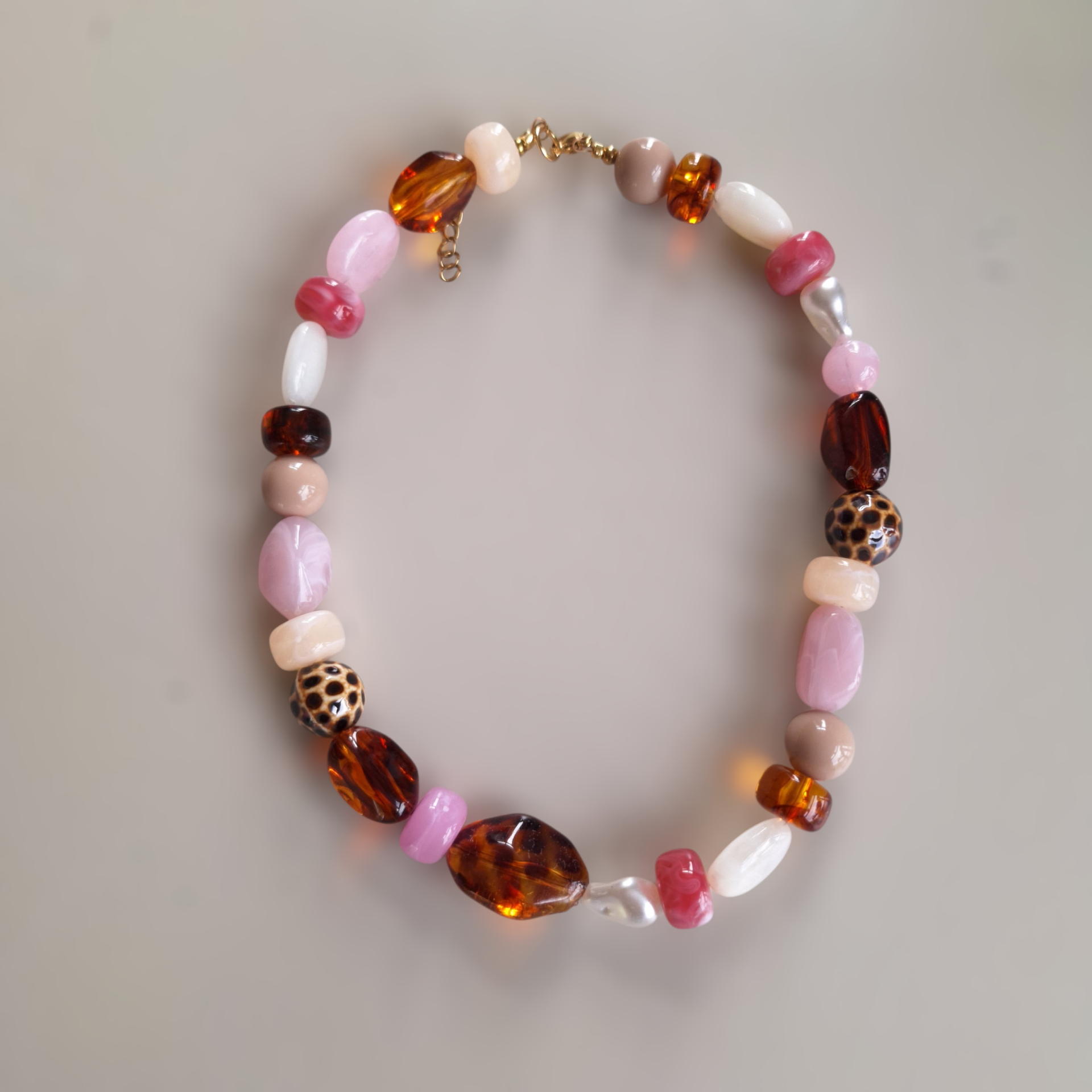 Roze bruine statement ketting