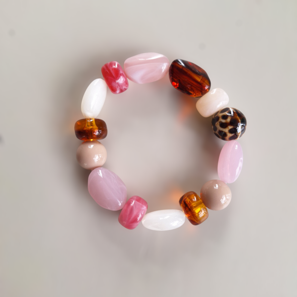 Roze bruine statement armband M
