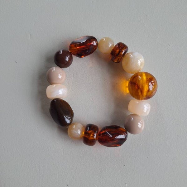 Beige bruine statement armband M