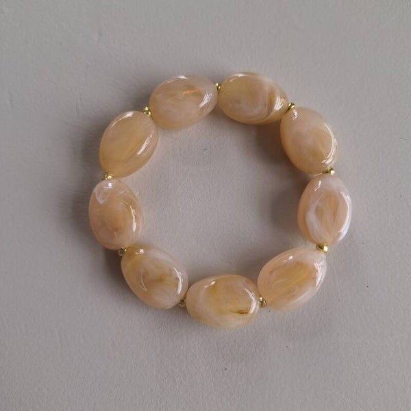 Beige nugget kralen armband S