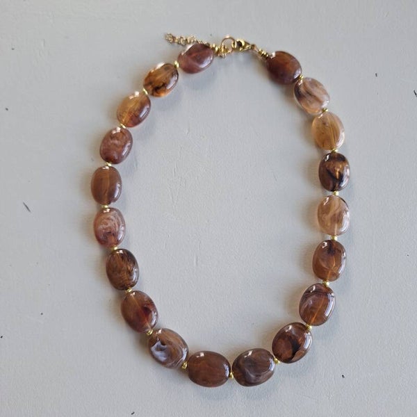 Ovale ketting amber bruin