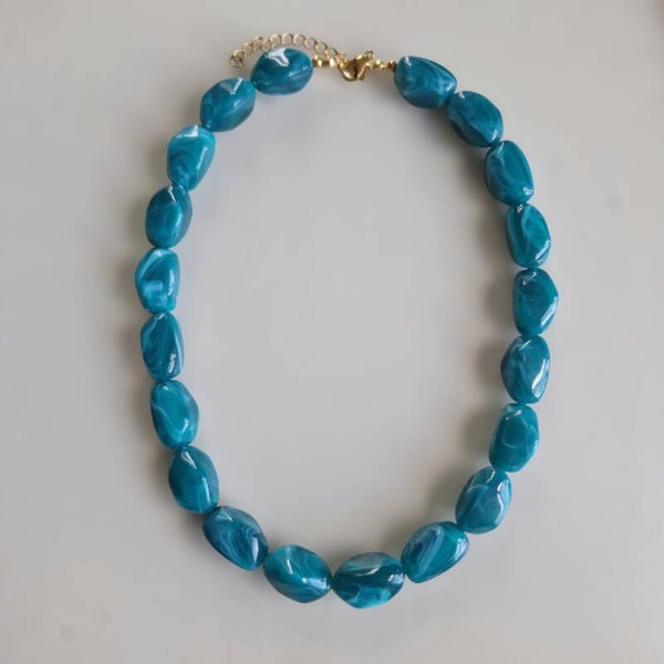 Turquoise nugget kralen ketting