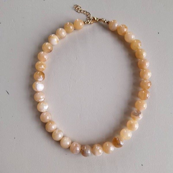 Beige marble bubbel ketting