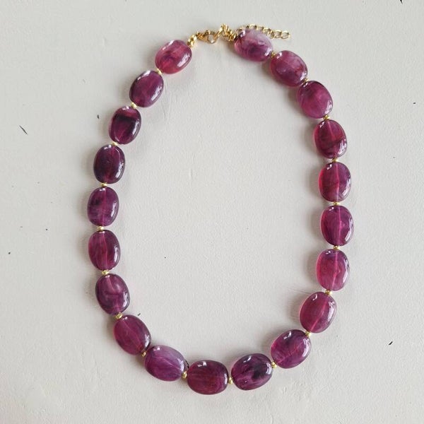 Ovale ketting aubergine
