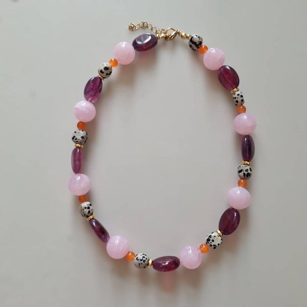 Chunky roze paarse ketting
