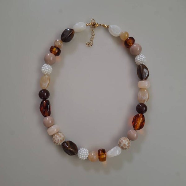 Beige bruine statement ketting