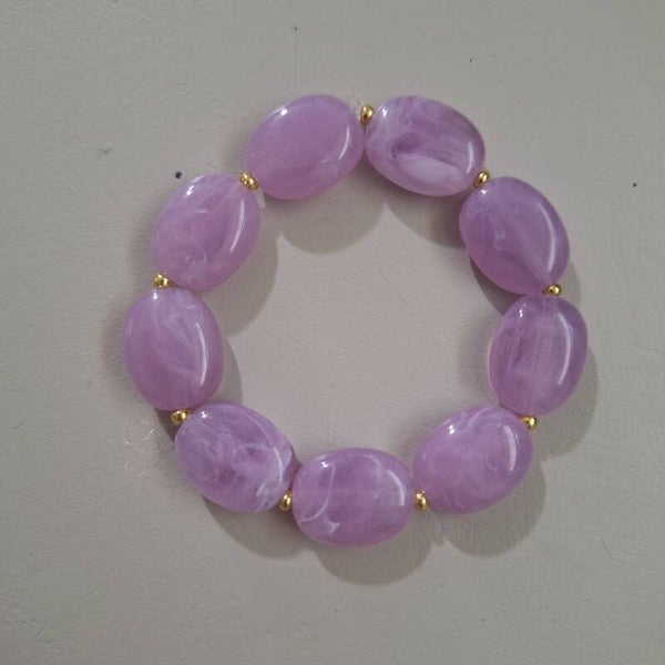 Lila ovale kralen armband M