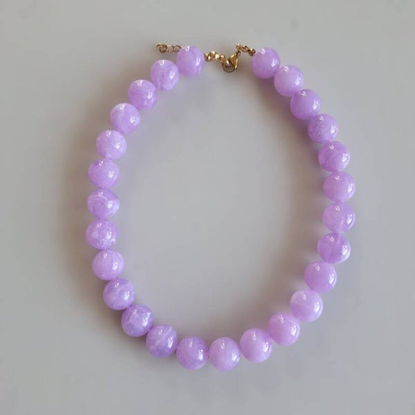 Lila marble bubbel ketting