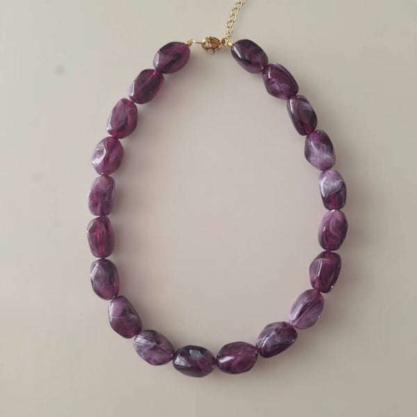 Donker paarse nugget ketting
