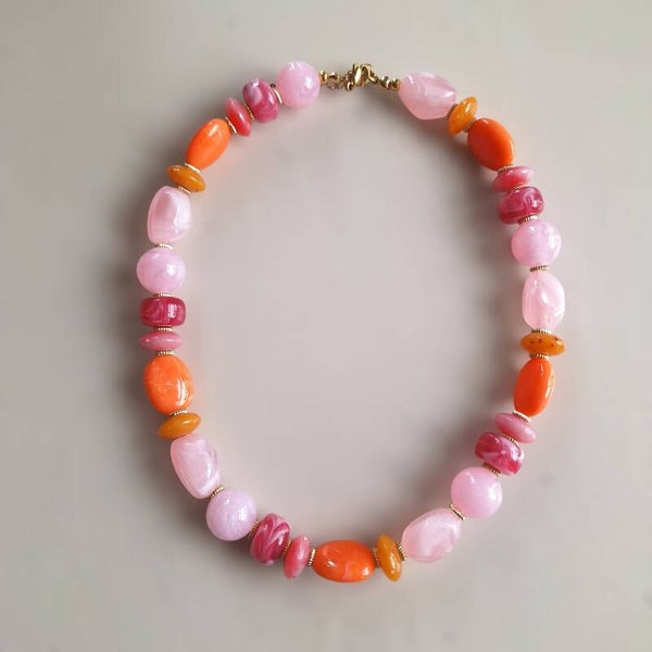 Roze oranje statement ketting