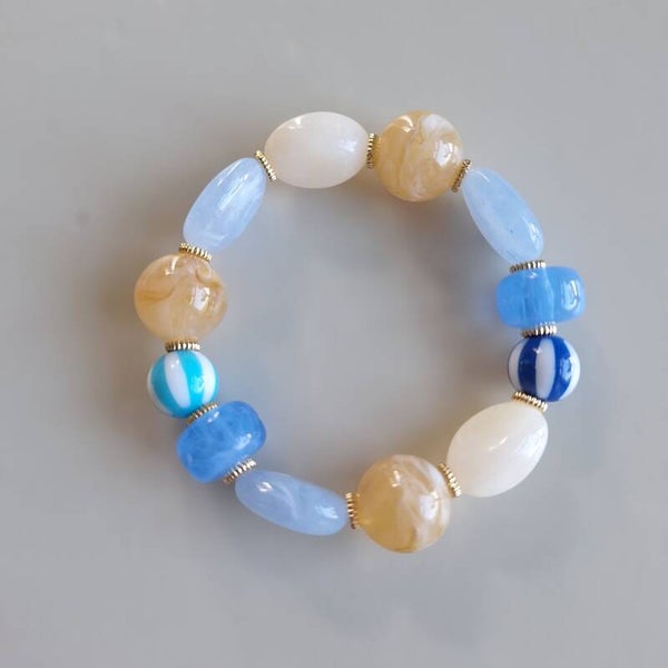 Blauwe statement armband M