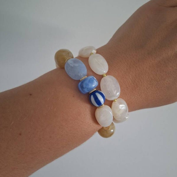 Blauw armbanden setje