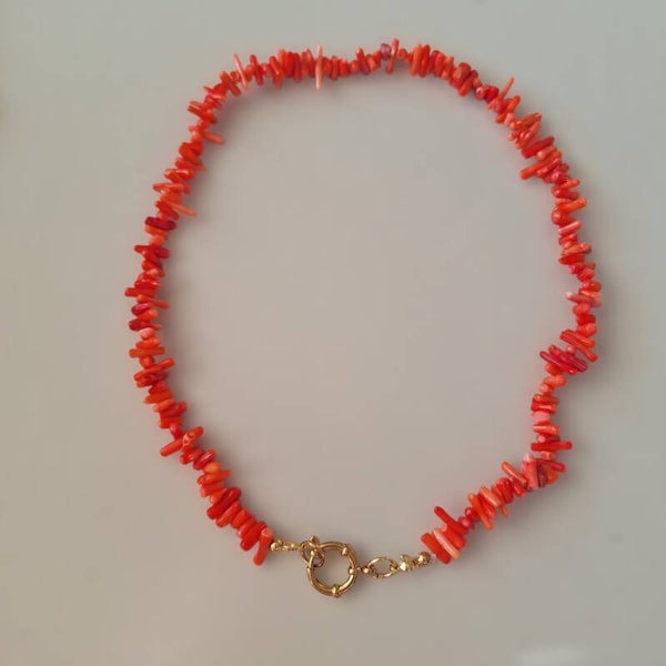 Koraal bamboe ketting