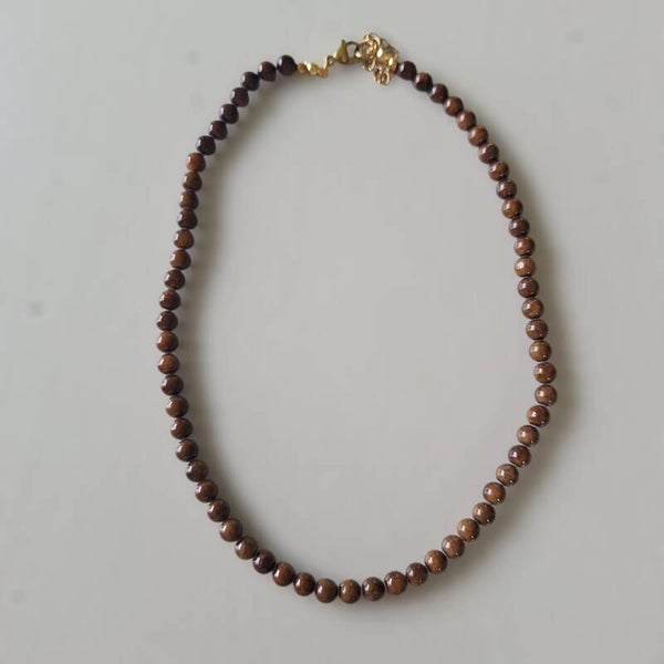 Bruine natuursteen ketting 6 mm