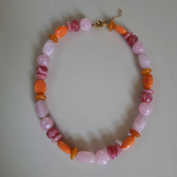 Roze oranje statement ketting