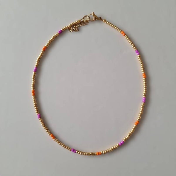 Oranje roze miyuki ketting