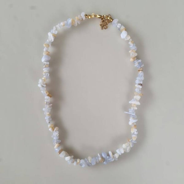 Lichtblauwe agaat stenen ketting