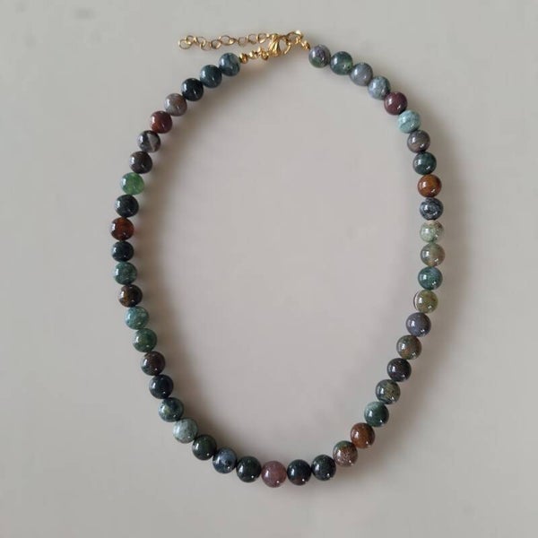 Agaat natuursteen groene ketting