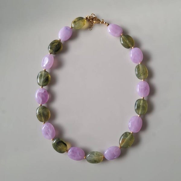 Lila groene ovale ketting