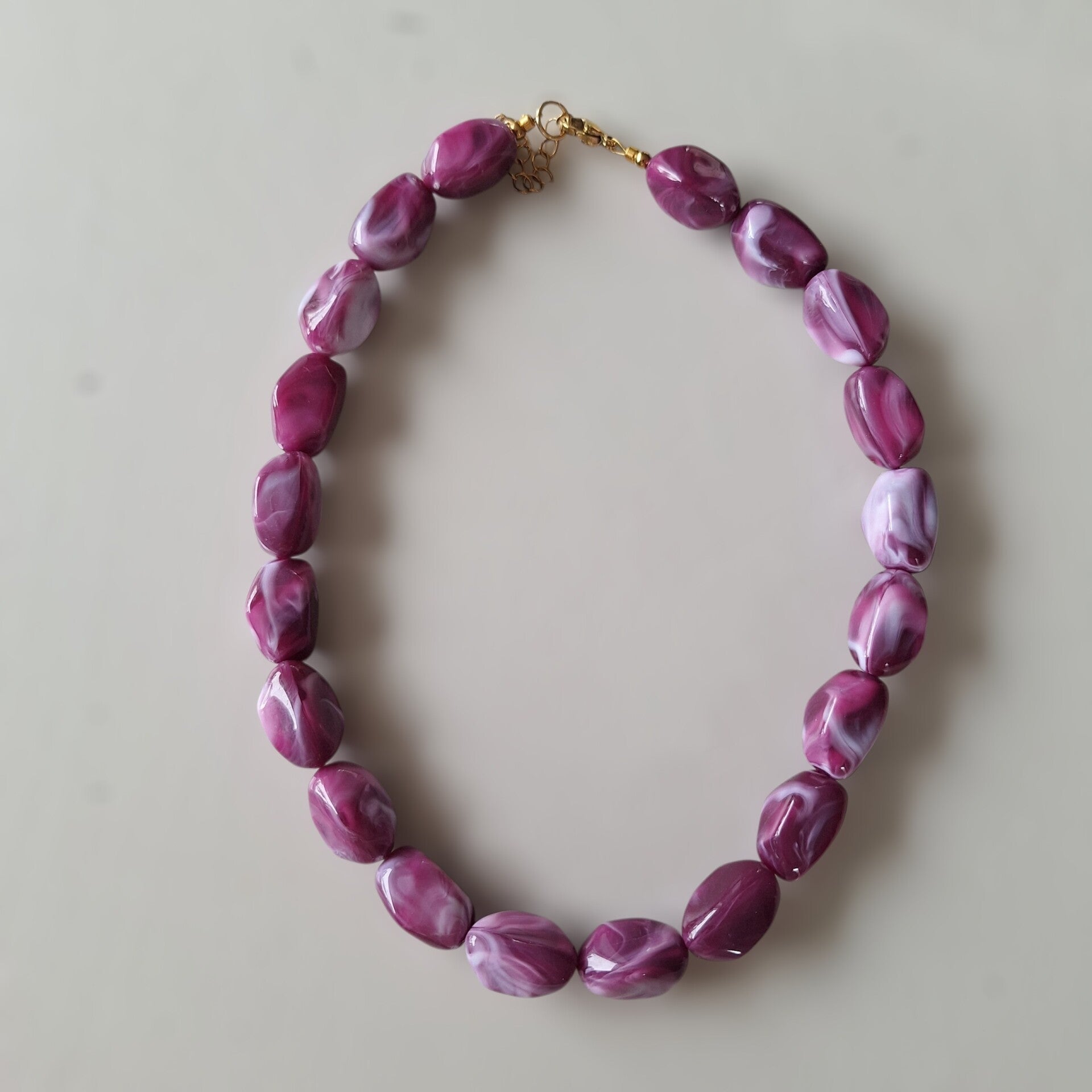 Aubergine paarse nugget ketting