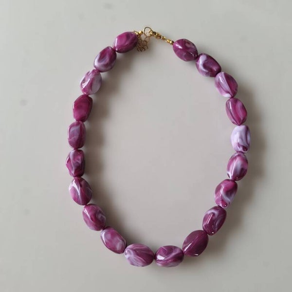 Aubergine paarse nugget ketting