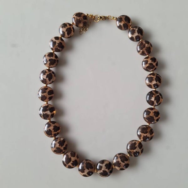 Bruine rondelle tijgerprint ketting