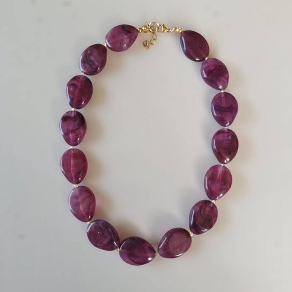 Aubergine paarse druppel ketting