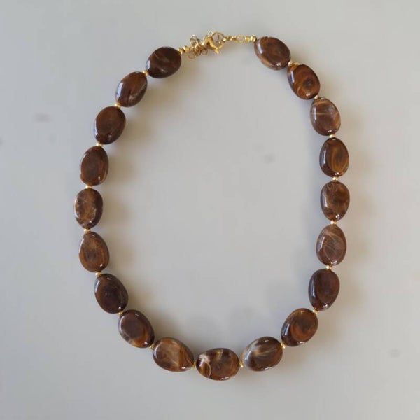 Bruine nugget kralen ketting