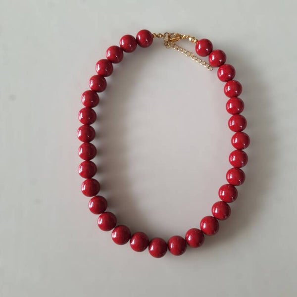 Wijnrode bollen ketting