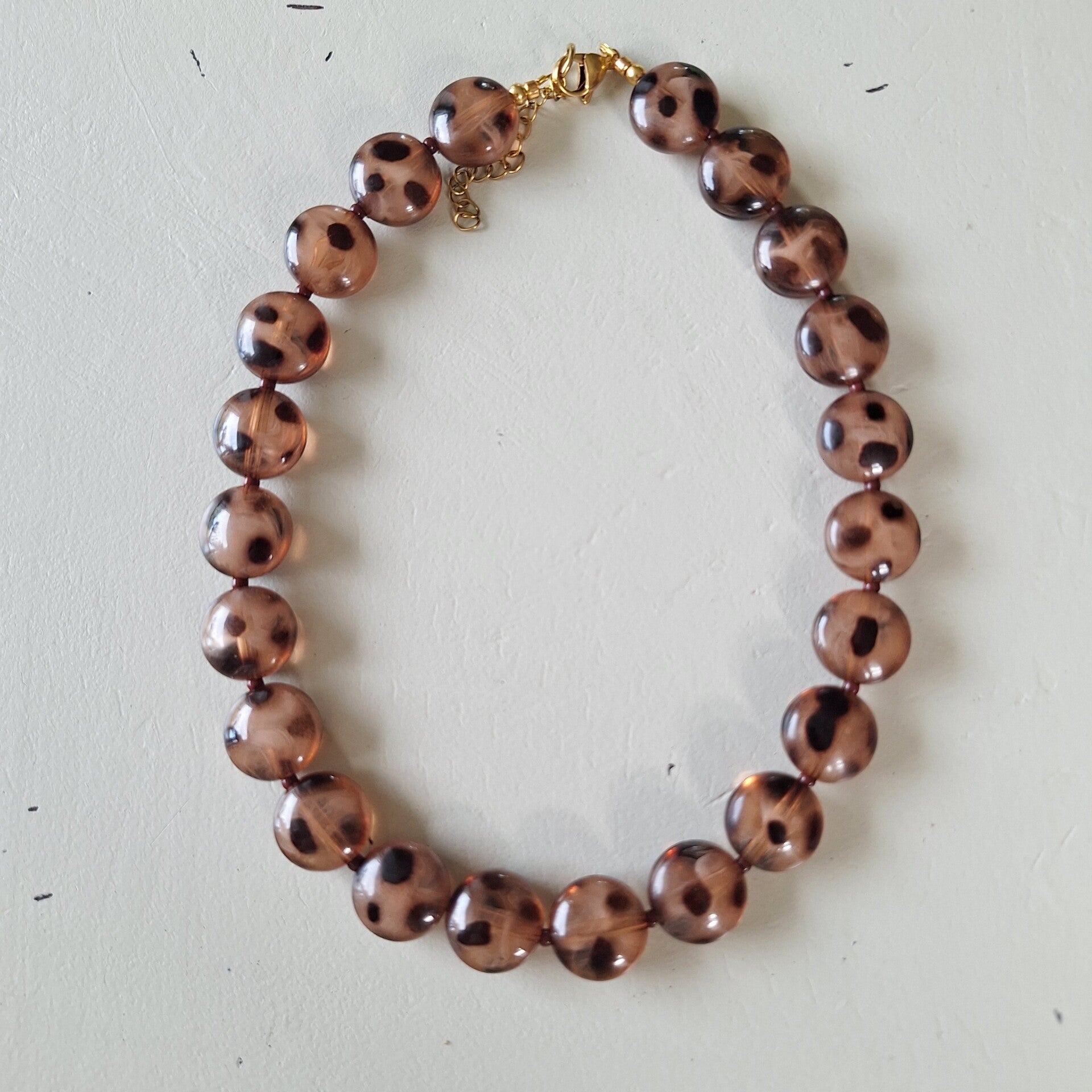 Luipaard bruine ketting met foutje