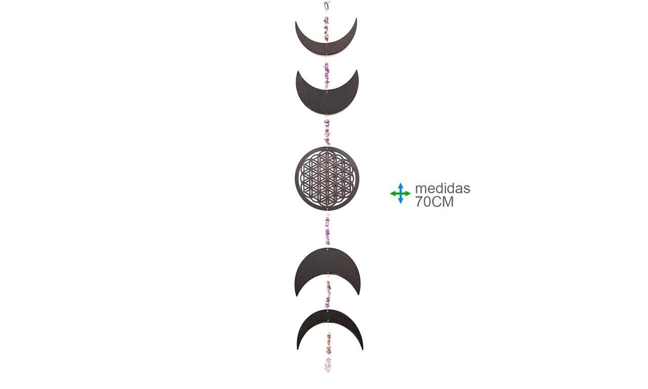 COLGANTE DECORATIVO FASES LUNARES Y FLOR DE LA VIDA