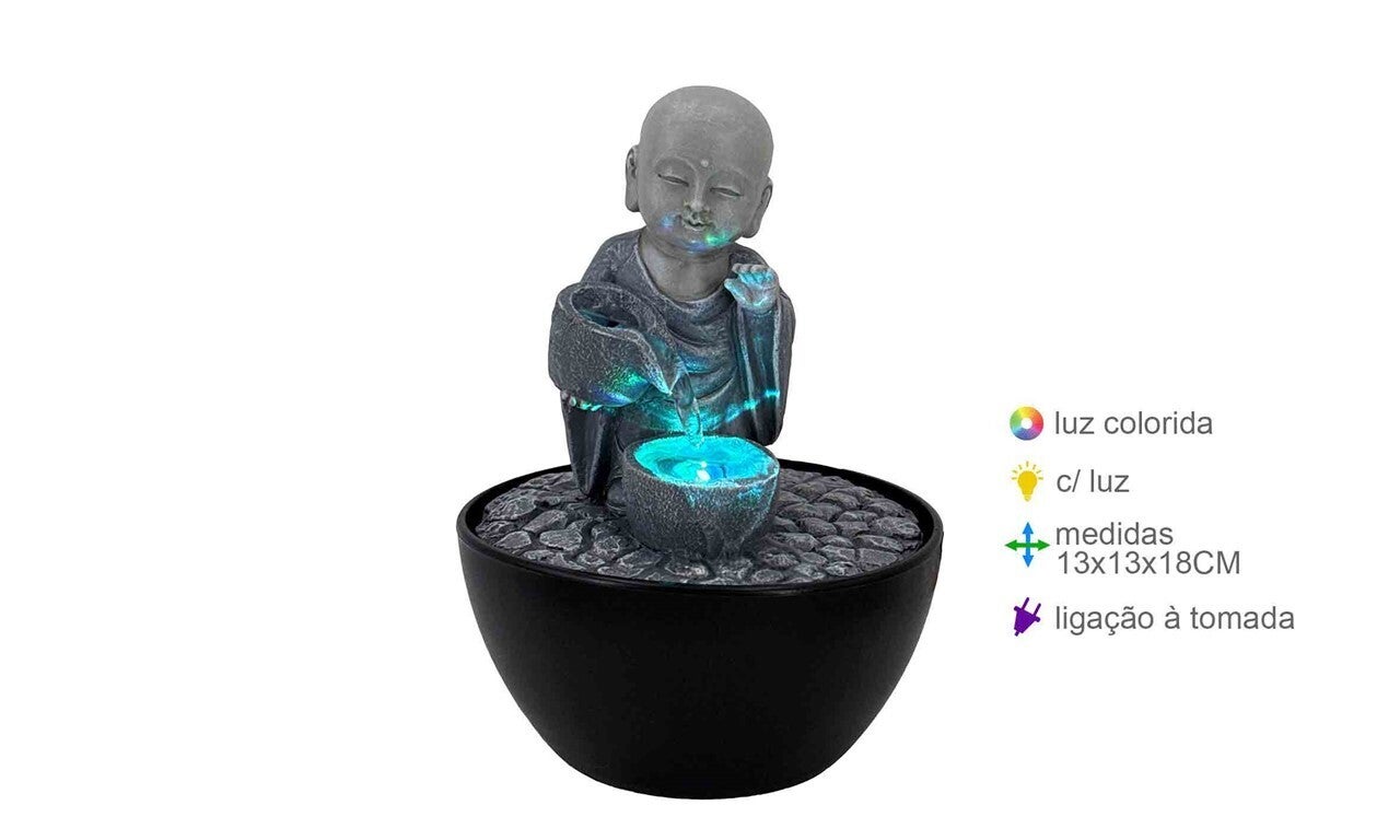 FUENTE DECORATIVA BUDA CON LUZ LED
