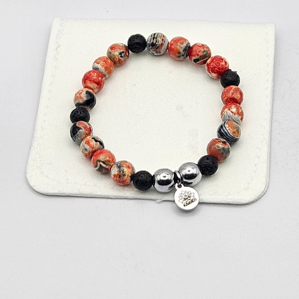 PULSERA ÁGATA NARANJA Y PIEDRA DE LAVA KAIDEN