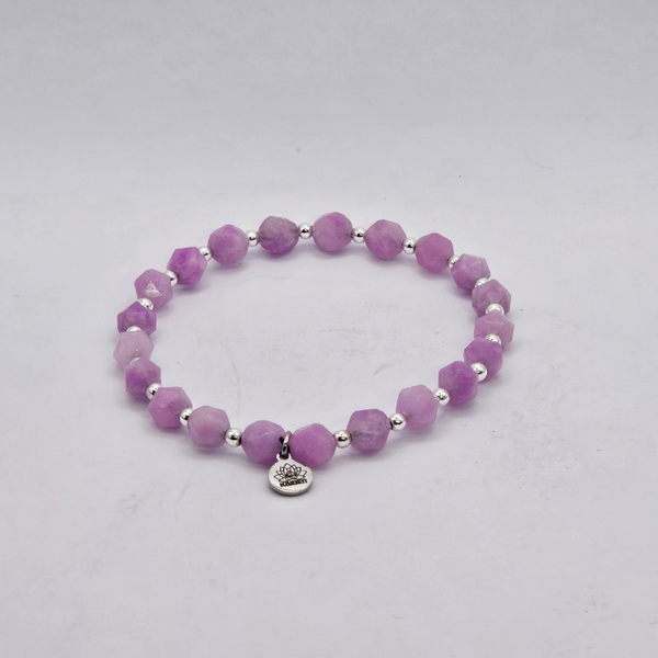 PULSERA CUARZO LAVANDA FACETADO Y PLATA KAIDEN