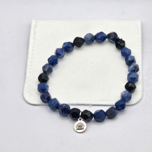 PULSERA LAPISLÁZULI, SODALITA Y OBSIDIANA KAIDEN (HOMBRE)
