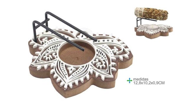 QUEMADOR LOTO PARA PALO SANTO Y SAHUMERIO EN MADERA (12 cm)