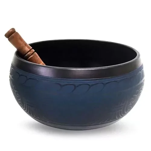 CUENCO TIBETANO DE ALUMINIO BUDA AZUL - 20 CM